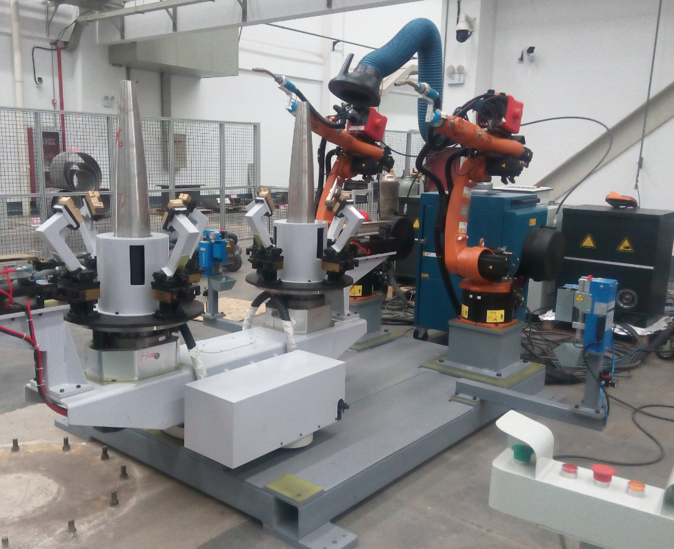 彈體雙機器人焊接系統（自動焊接方向）